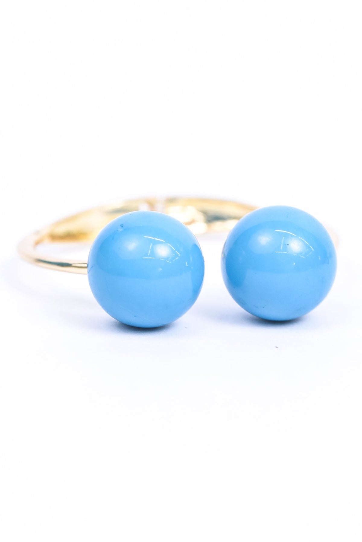 Gold/Turquoise Ball Bangle Bracelet - BRC3085TQ