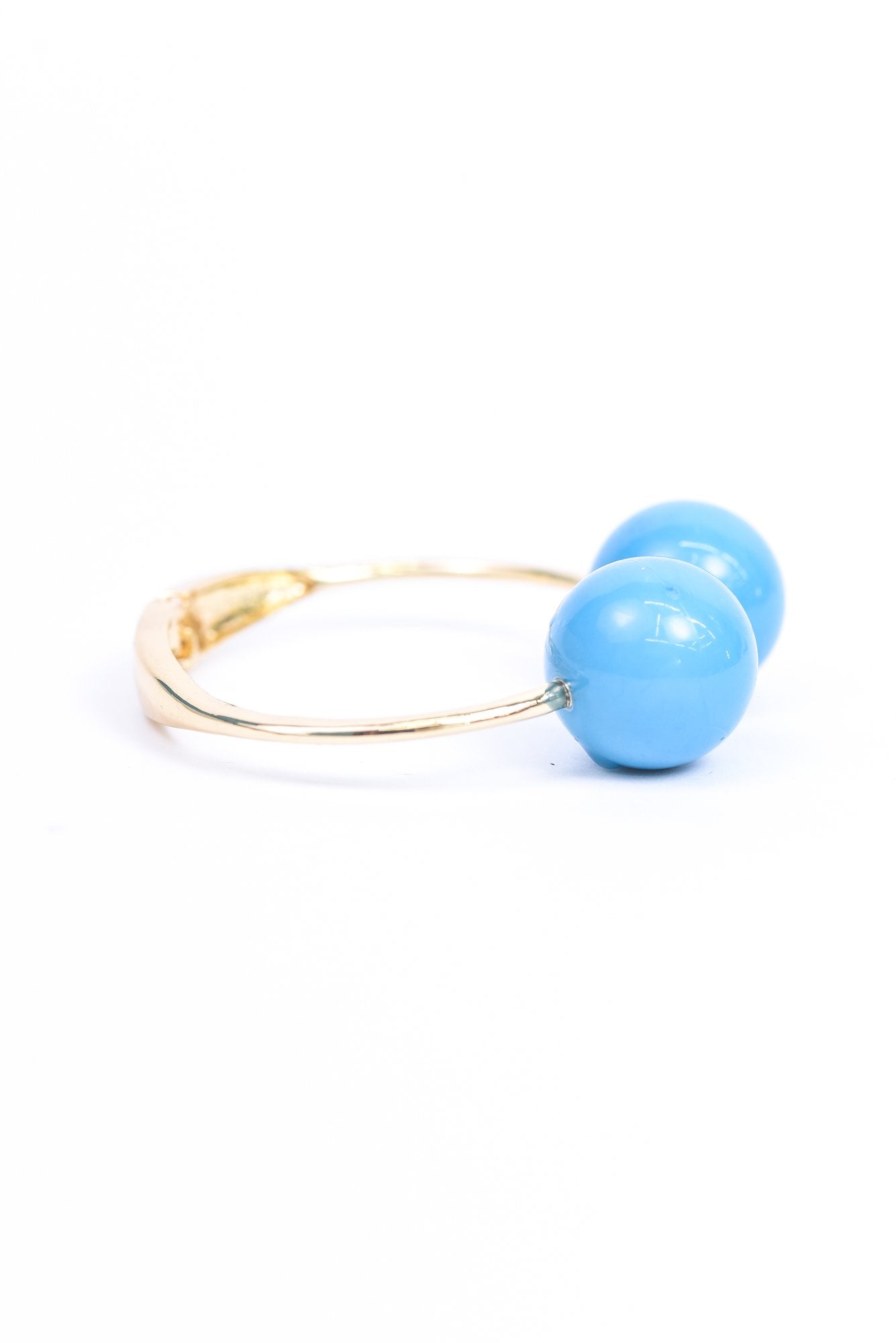 Gold/Turquoise Ball Bangle Bracelet - BRC3085TQ