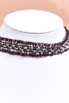 Burgundy/White/Multi Color Choker Necklace - NEK3897BU