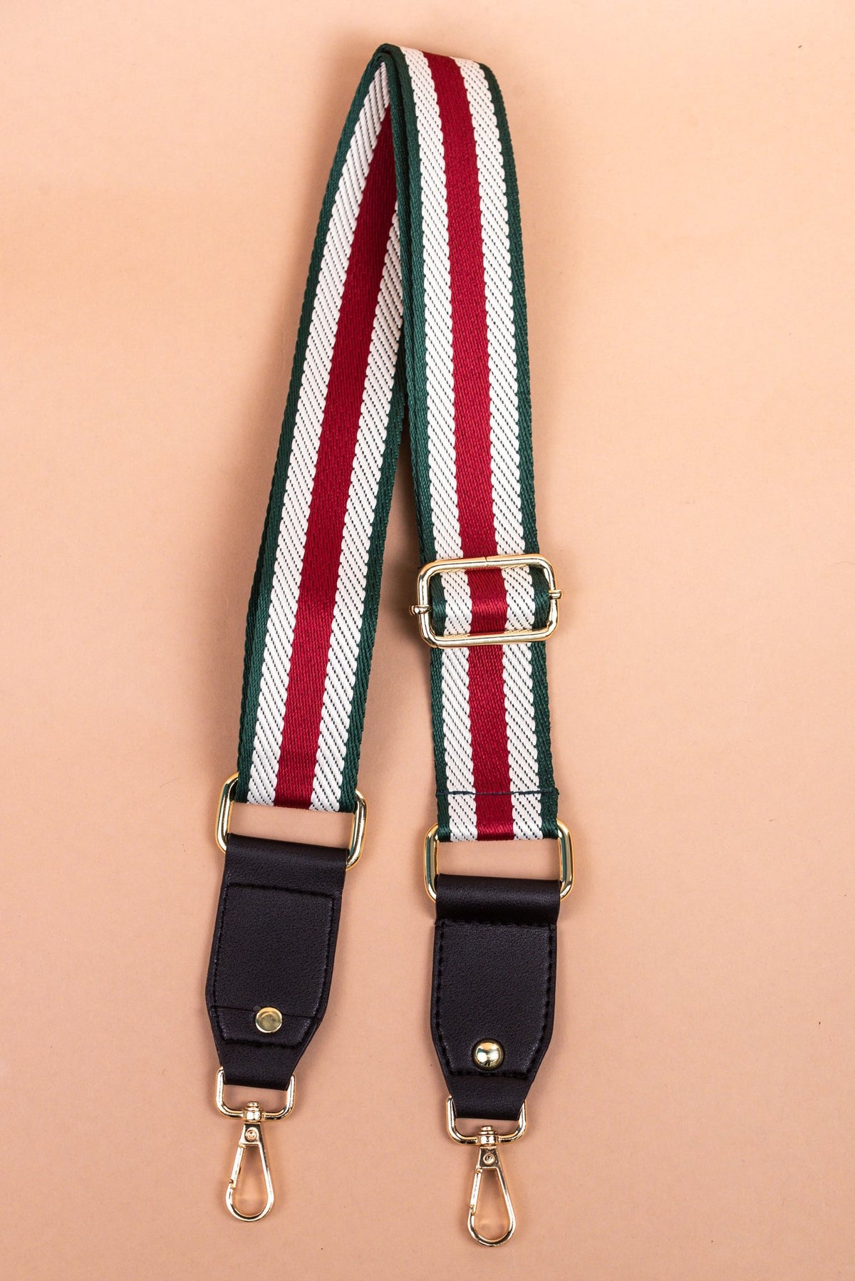 Green/Red/White Striped Guitar Strap - GST001GN