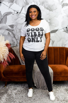 Good Vibes Only White Fleck Graphic Tee - A1574WH