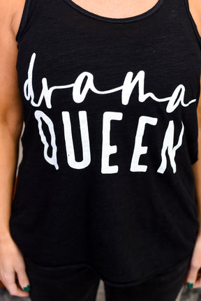 Drama Queen Black Tank Graphic Tee - A1749BK