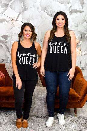 Drama Queen Black Tank Graphic Tee - A1749BK