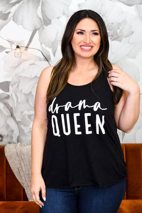Drama Queen Black Tank Graphic Tee - A1749BK