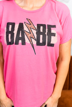 Babe Hot Pink Graphic Tee - A1625HPK