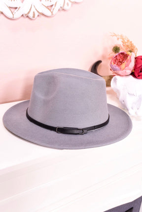 Gray Fedora With Black Leather Band - HAT1362GR