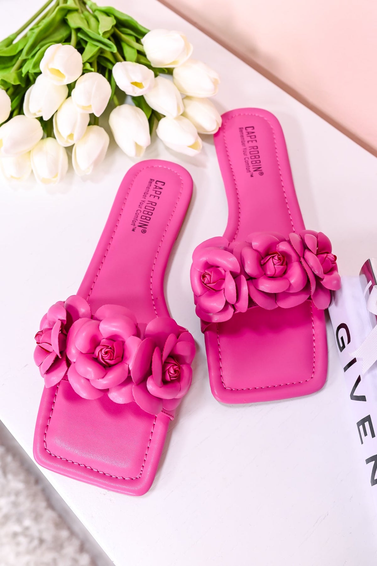 The Girl Who Has Everything Fuchsia Floral Slip On Sandals - SHO2352FU