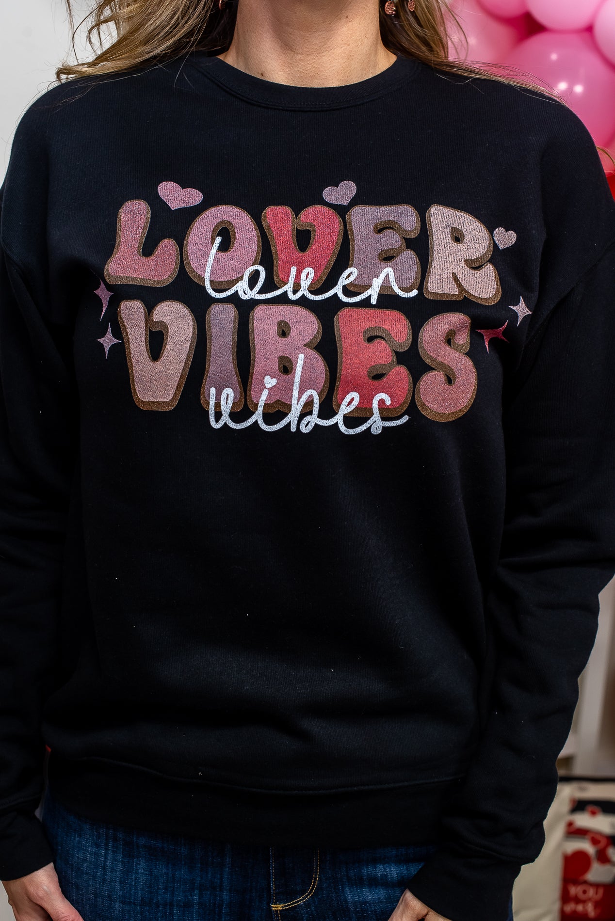 Lover Vibes Black Graphic Sweatshirt - A1820BK