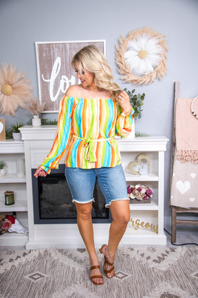 She's Magic Multi Striped Top T6273MU