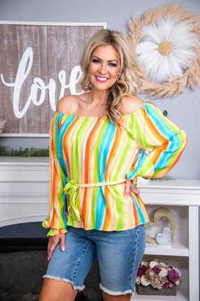 She's Magic Multi Striped Top T6273MU