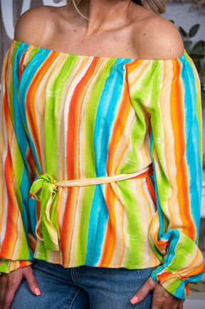 She's Magic Multi Striped Top T6273MU