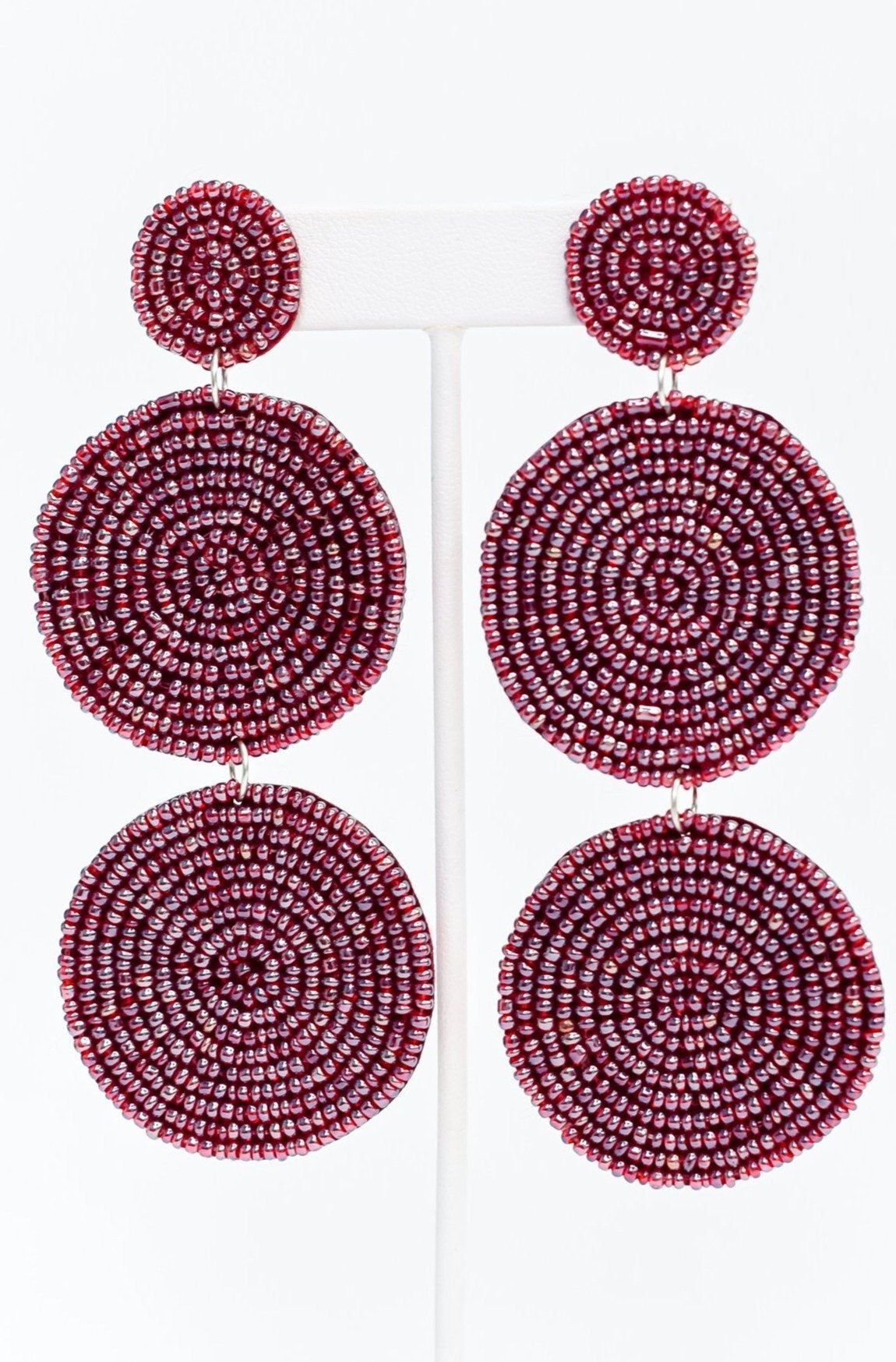 Wine 3-Tier Seed Bead Earrings - EAR3042WN