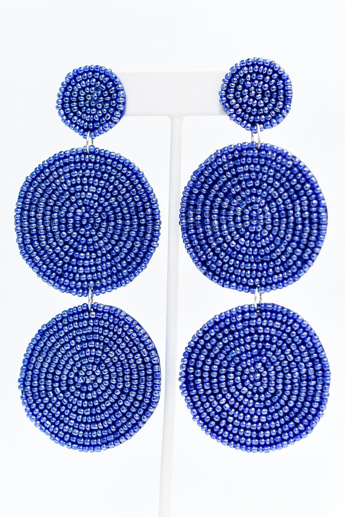Royal Blue 3-Tier Seed Bead Earrings - EAR3043RB