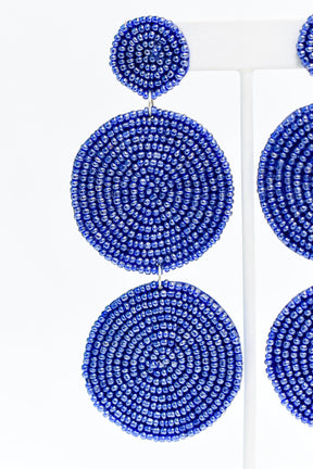 Royal Blue 3-Tier Seed Bead Earrings - EAR3043RB