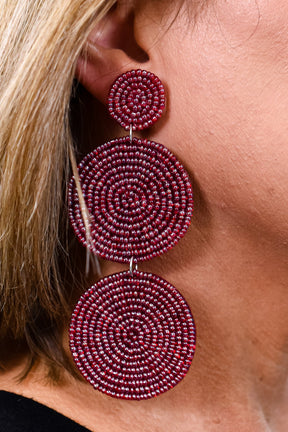 Wine 3-Tier Seed Bead Earrings - EAR3042WN