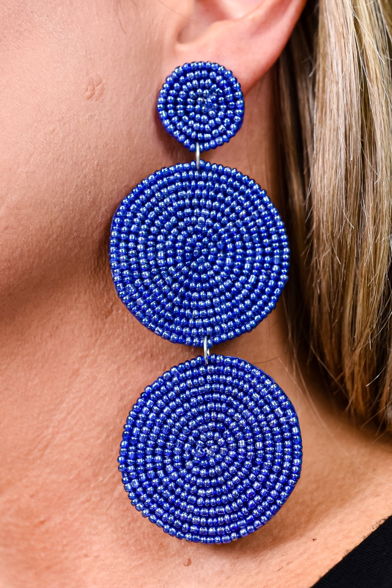 Royal Blue 3-Tier Seed Bead Earrings - EAR3043RB