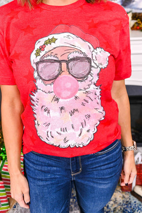 Sparkle Like Christmas Red Star/Santa Printed Graphic Tee - A2271RD