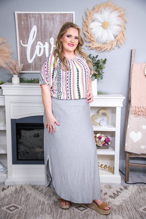 Loving My Simple Life Heather Gray Solid Skirt E1108PE