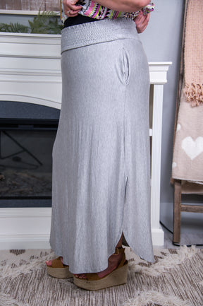 Loving My Simple Life Heather Gray Solid Skirt E1108PE