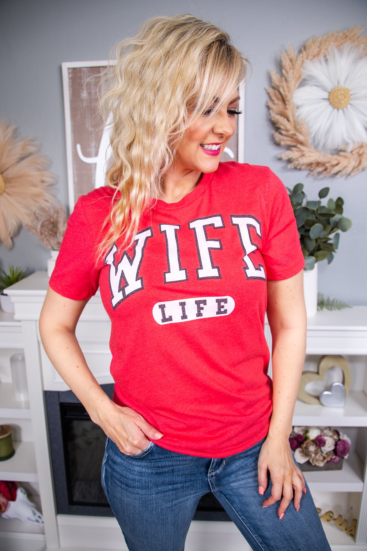 Wife Life Heather Red Graphic Tee - A2542HRD