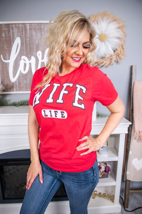 Wife Life Heather Red Graphic Tee - A2542HRD