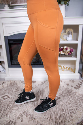 Dark Peach Solid Compression Leggings - LEG3063DPE