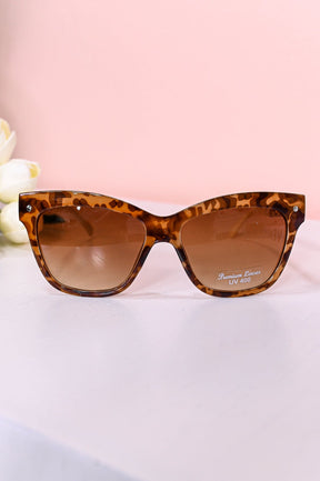 Brown/White/Gold Frame/Brown Lens Sunglasses - SGL322BR