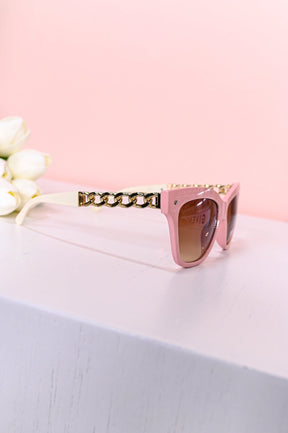 Pink/White Frame/Brown Lens Sunglasses - SGL311PK