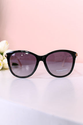 Black/White Oversized Cateye Lens Sunglasses - SGL330BK