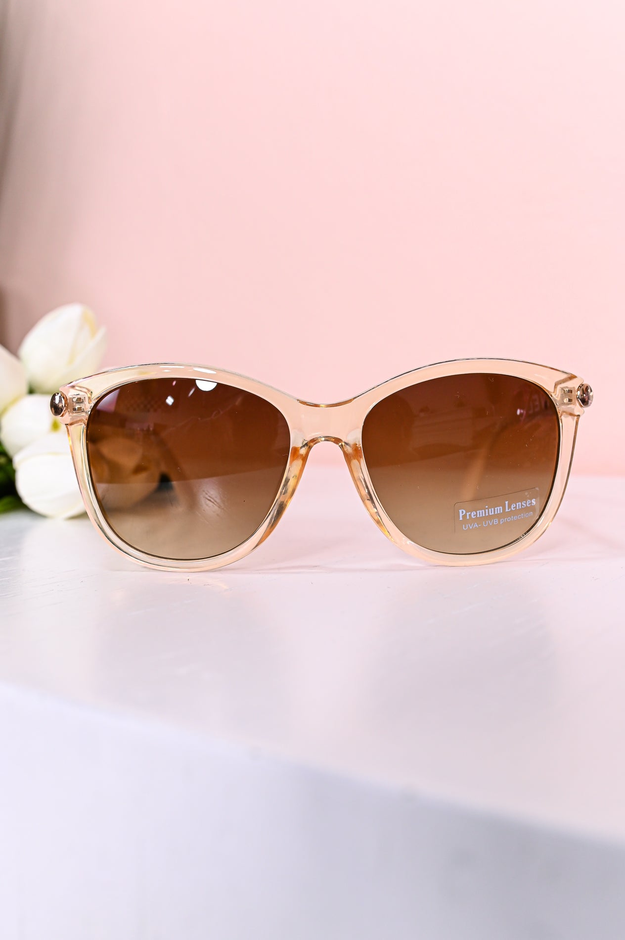 Taupe/Ivory Oversized Cateye Lens Sunglasses - SGL329TA