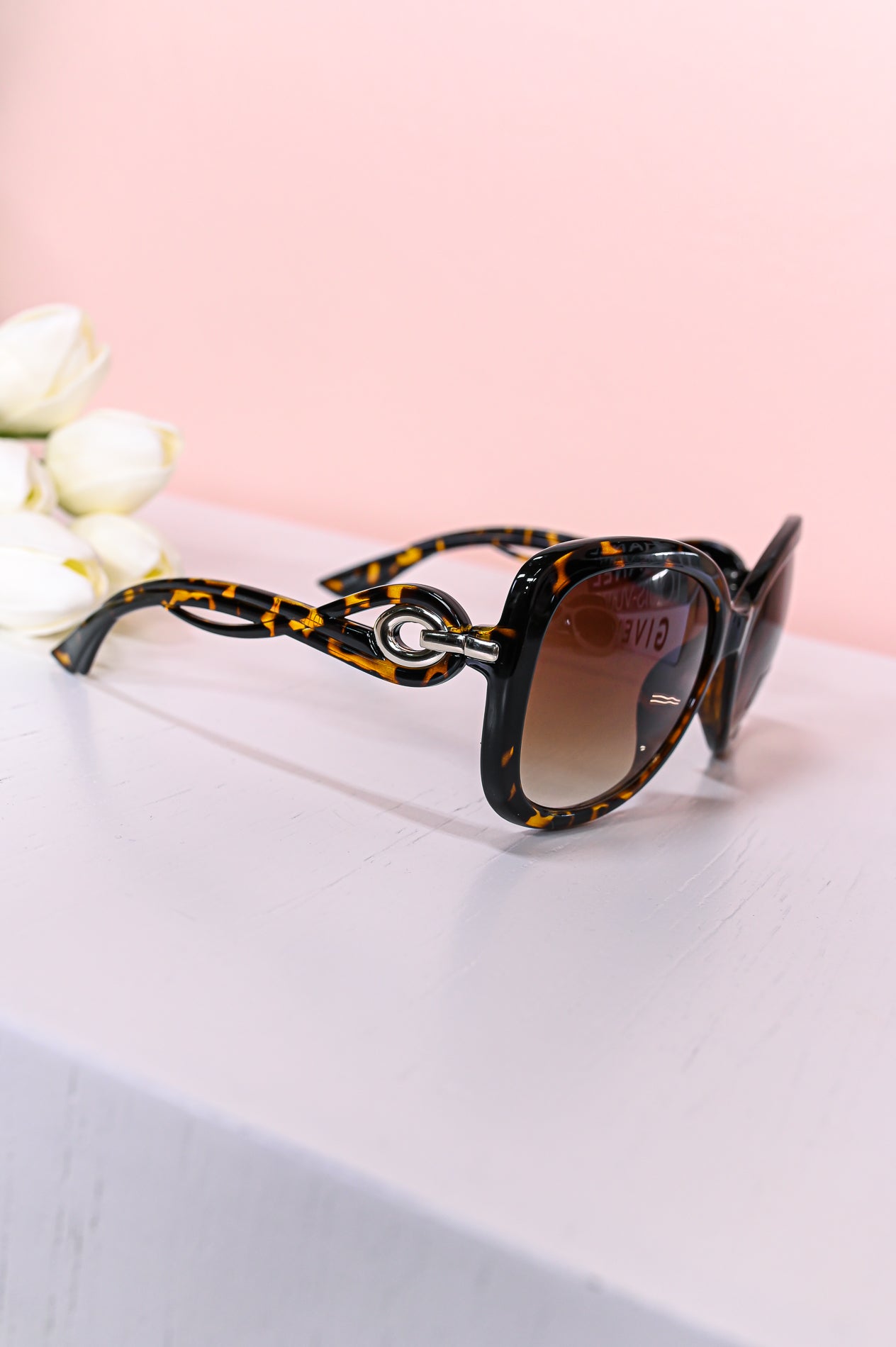 Black/Brown Print/Brown Ombre Lens Sunglasses - SGL315BK