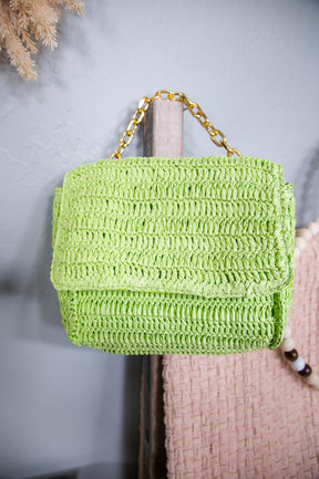 Vacation Essential Lime Green Woven Bag - BAG1814LGN