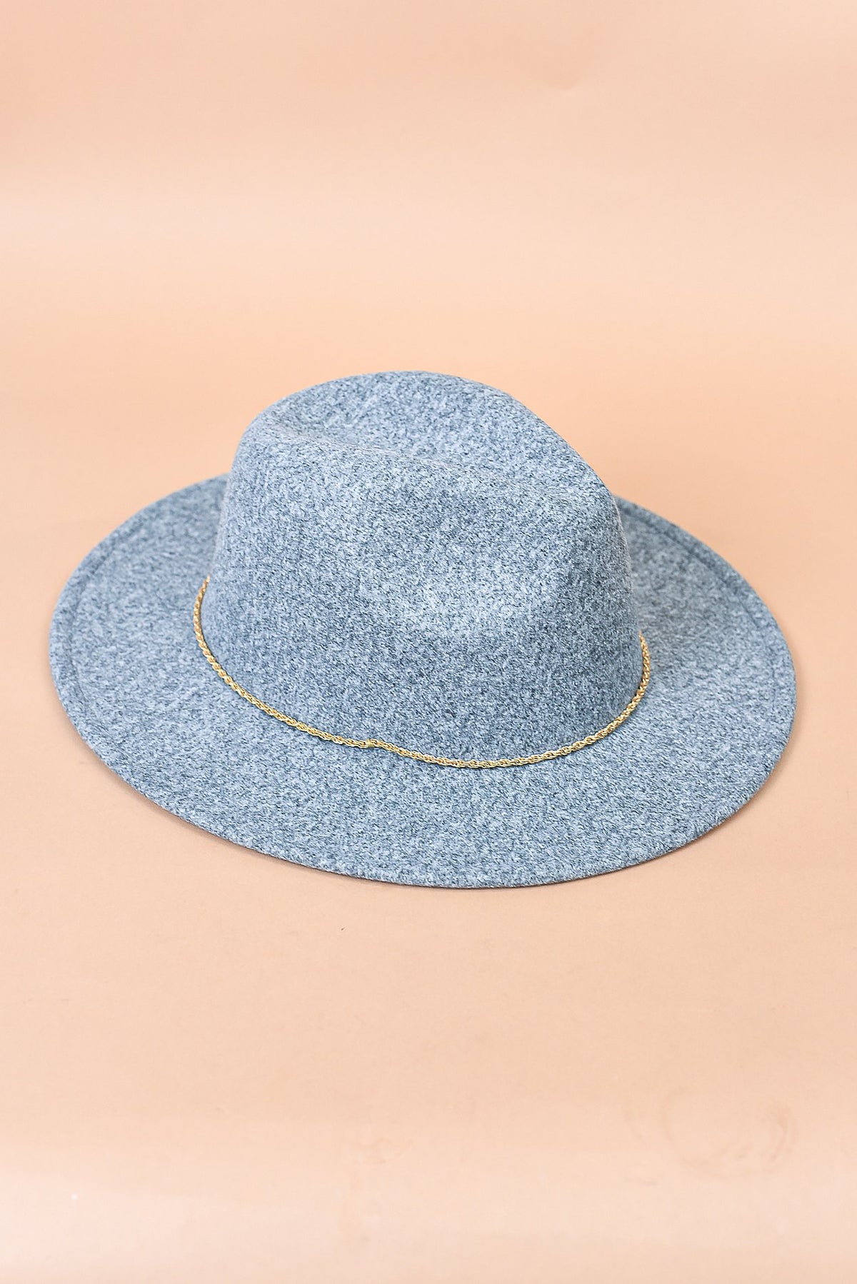Gray Fedora With Gold Chain - HAT1343GR