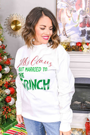 Married To The Grinch White Graphic Sweatshirt - A2290WH