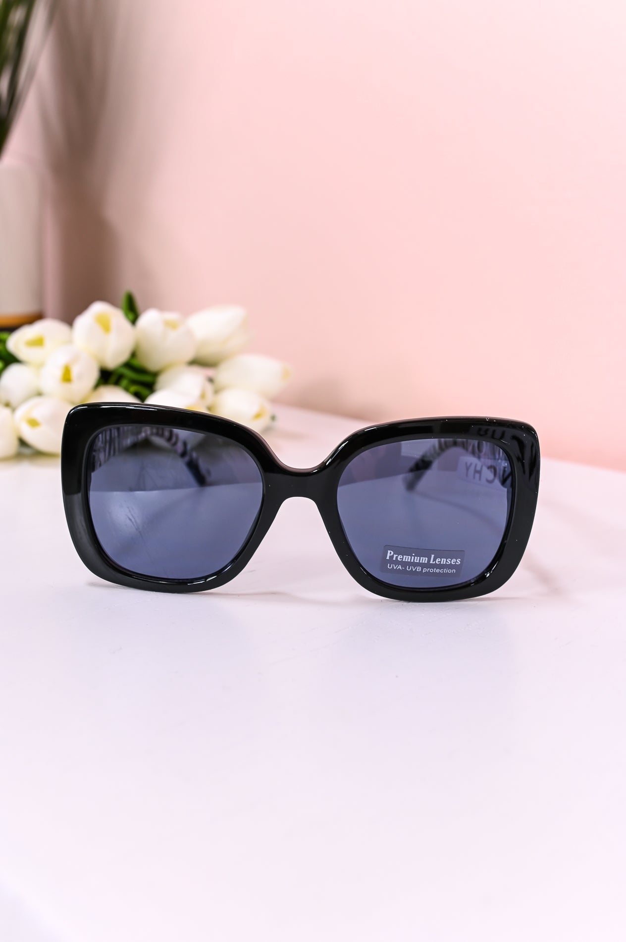 Black/Silver Printed Butterfly Lens Sunglasses - SGL355BK