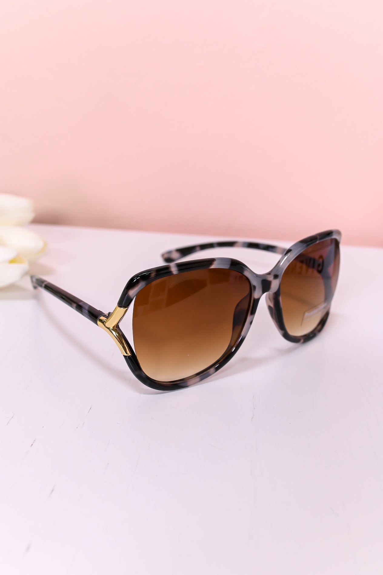 Black/White/Gold Printed Sunglasses - SGL346BK