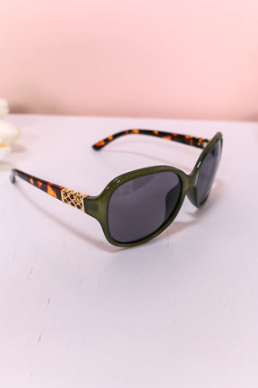 Green/Brown/Gold Printed Sunglasses - SGL350GN