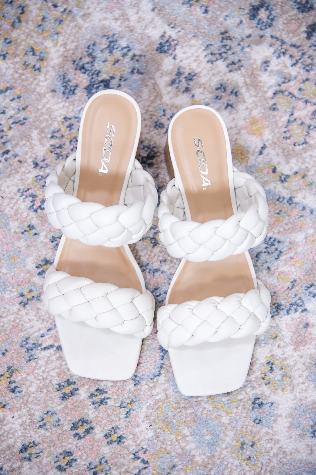 She's Moving On Off White Braided Heels - SHO2564OW