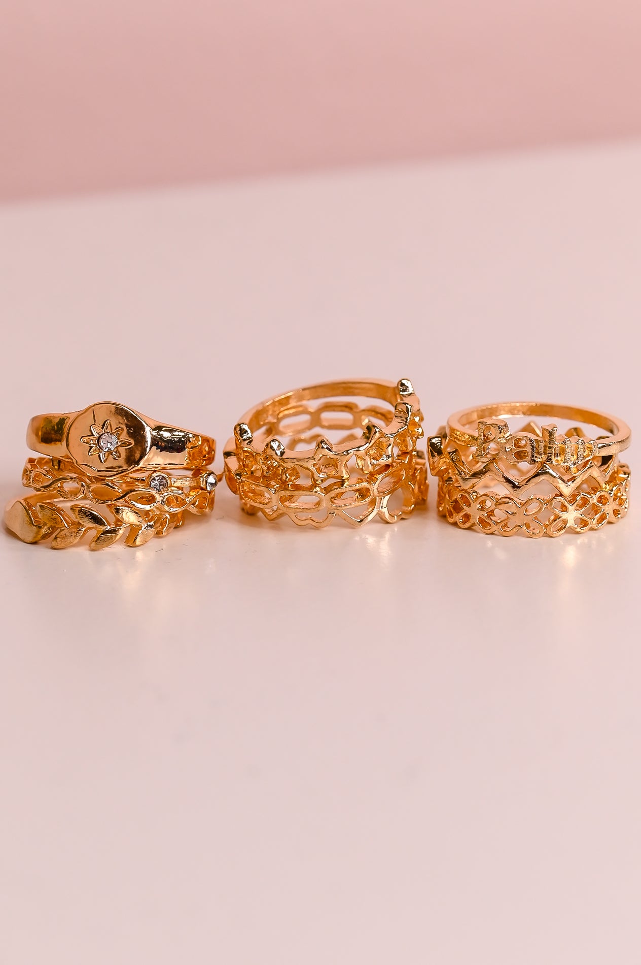 Gold 10-Piece Stackable Ring Set - RNG1102GO
