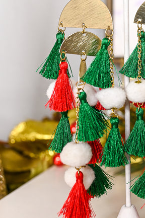 Multi Color Christmas Chandelier Tassel Earrings - EAR3996MU
