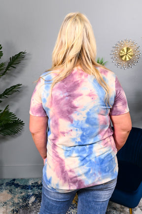 Living In My Own Vibe Purple/Multi Color Tie Dye V Neck Top - T4261PU