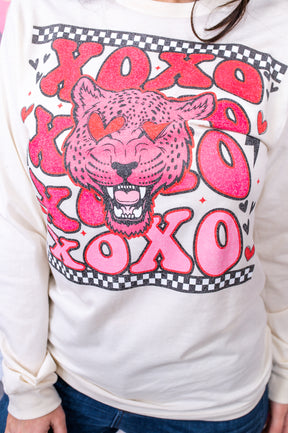 My Wild Love Natural XOXO/Valentine Printed Long Sleeve Graphic Tee - A2419NA