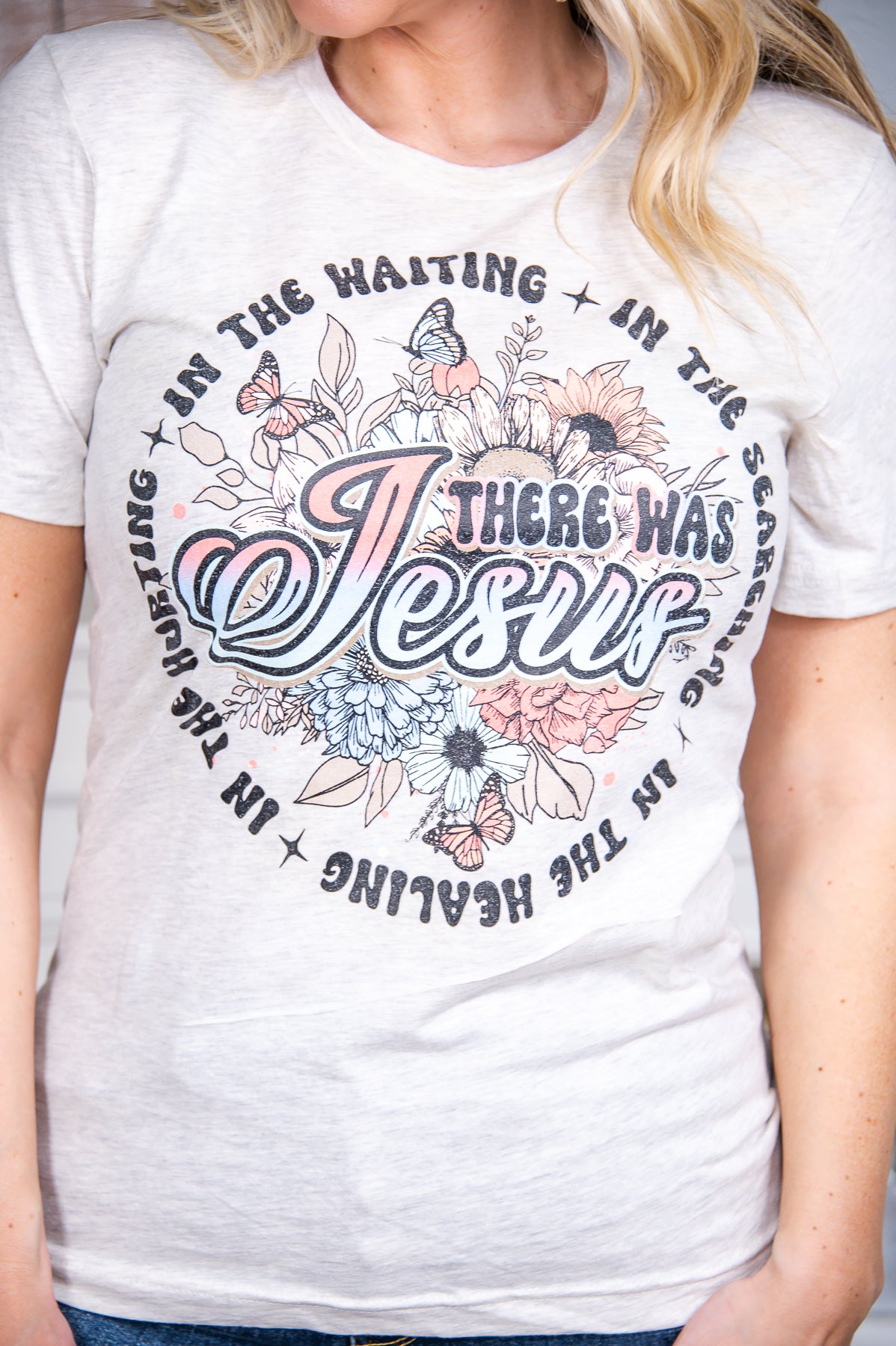 There Was Jesus Heather Prism Natural Graphic Tee - A2566HPN