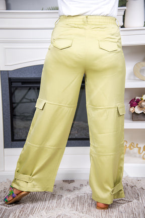 Fashionably Loud Dusty Lime Green Solid Pants - PNT1386DLG