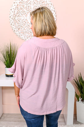 Keep Your Head Up Mauve Solid Front Tie Top - T4587MV