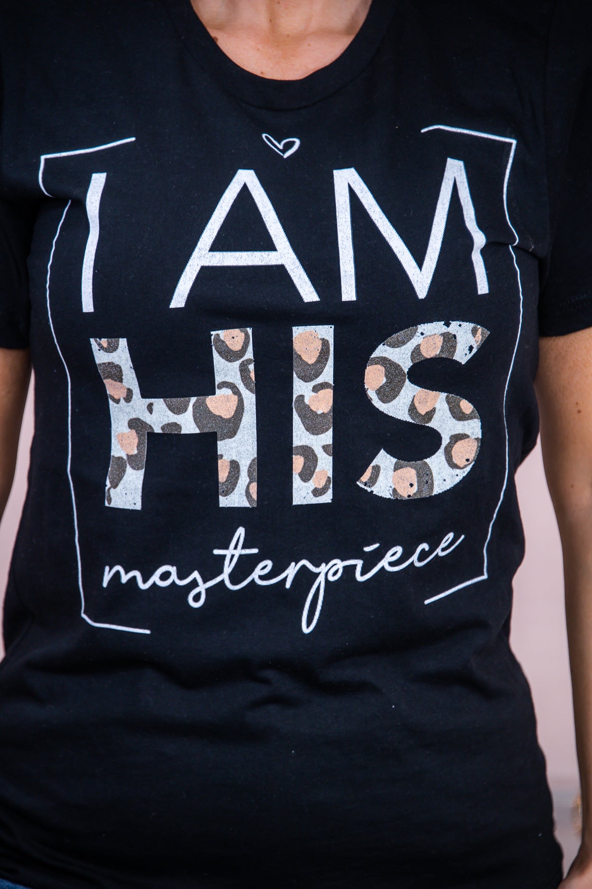I Am His Masterpiece Black Graphic Tee - A2585BK