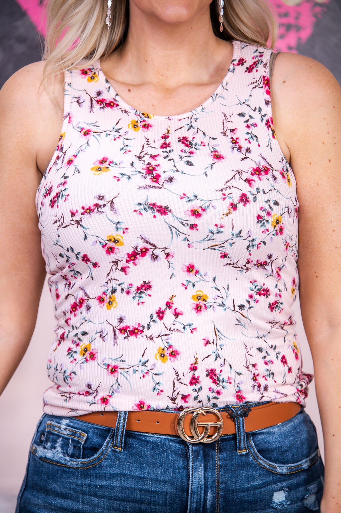 Beautiful Like The Flowers Pink/Multi Color Floral Tank Top - T6685PK