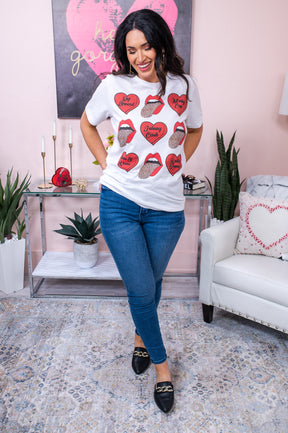 Legends & Love White Heart/Tongue/Printed Graphic Tee - A2433WH