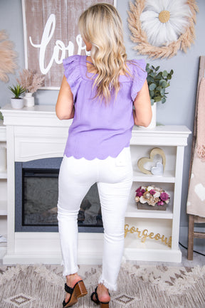 Being Up Front Lavender Solid Ruffle Top - T6699LV
