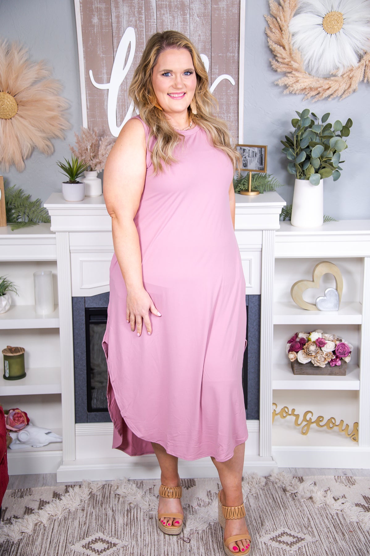 Just A Girl In The Sun Light Rose Solid Maxi Dress - D4648LRS